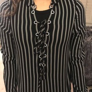 HM striped lace up shirt